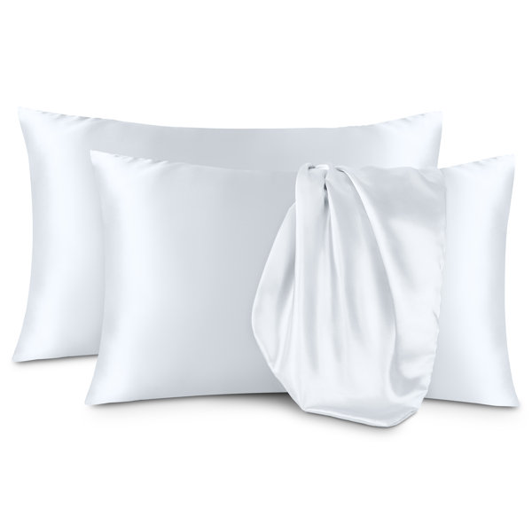 Slip Silk King Pillowcase Set of 2, White w/ Zipper Closure buy